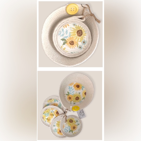 Other - ❗️Out of Stock❗️Handmade woven floral drink coaster & storage basket set
